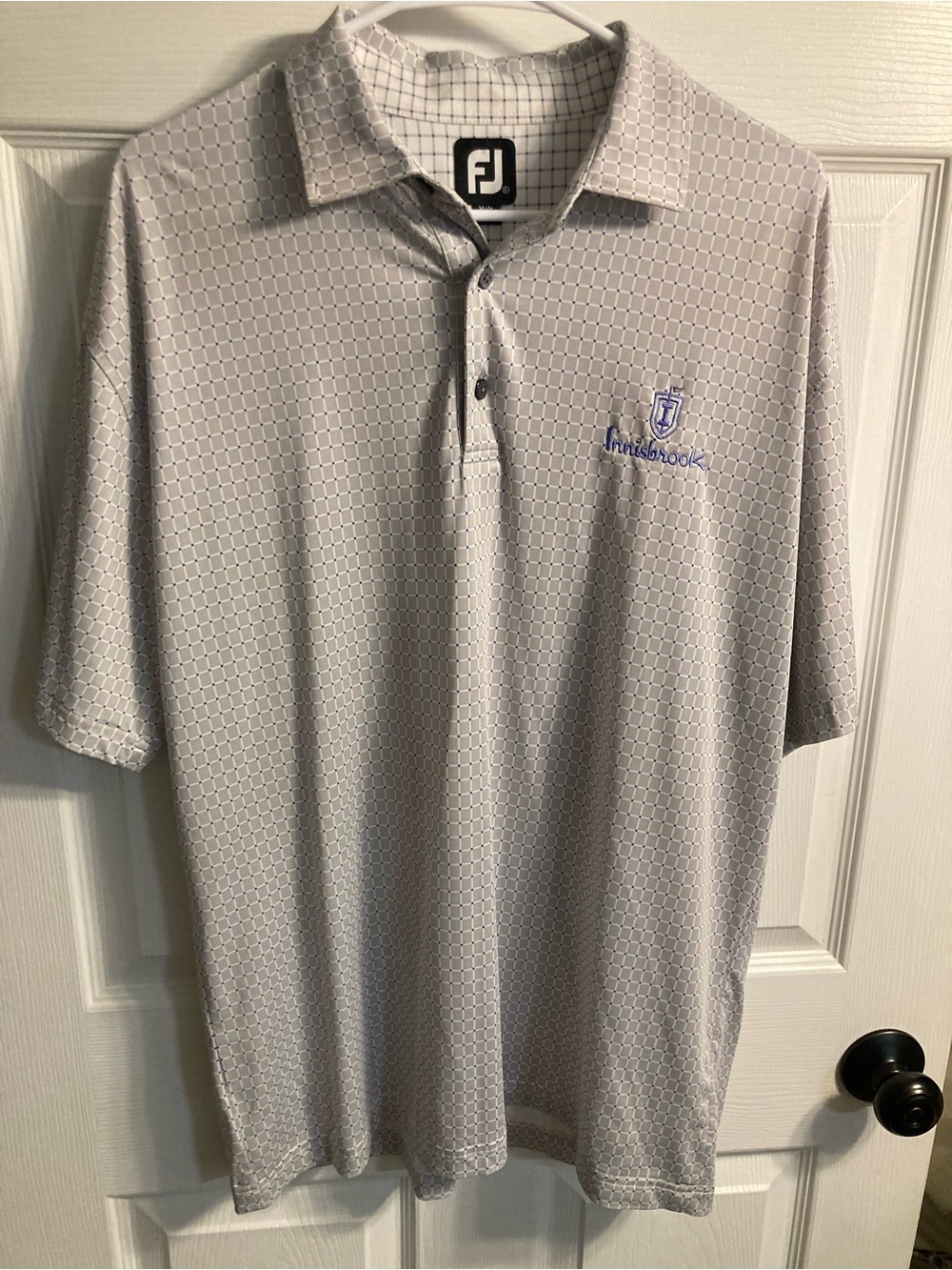 FootJoy Gray Micro-Pattern Golf Polo with Blue Embroidered Innisbrook Logo